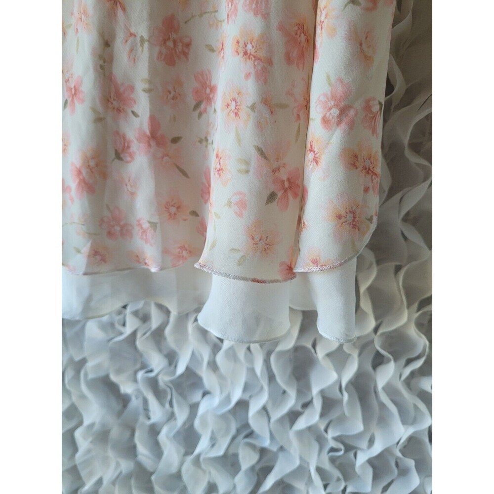 vtg CALIFORNIA DYNASTY Floral Chiffon Sheer Short Slip Chemise Nightgown LACE M - Picture 4 of 8